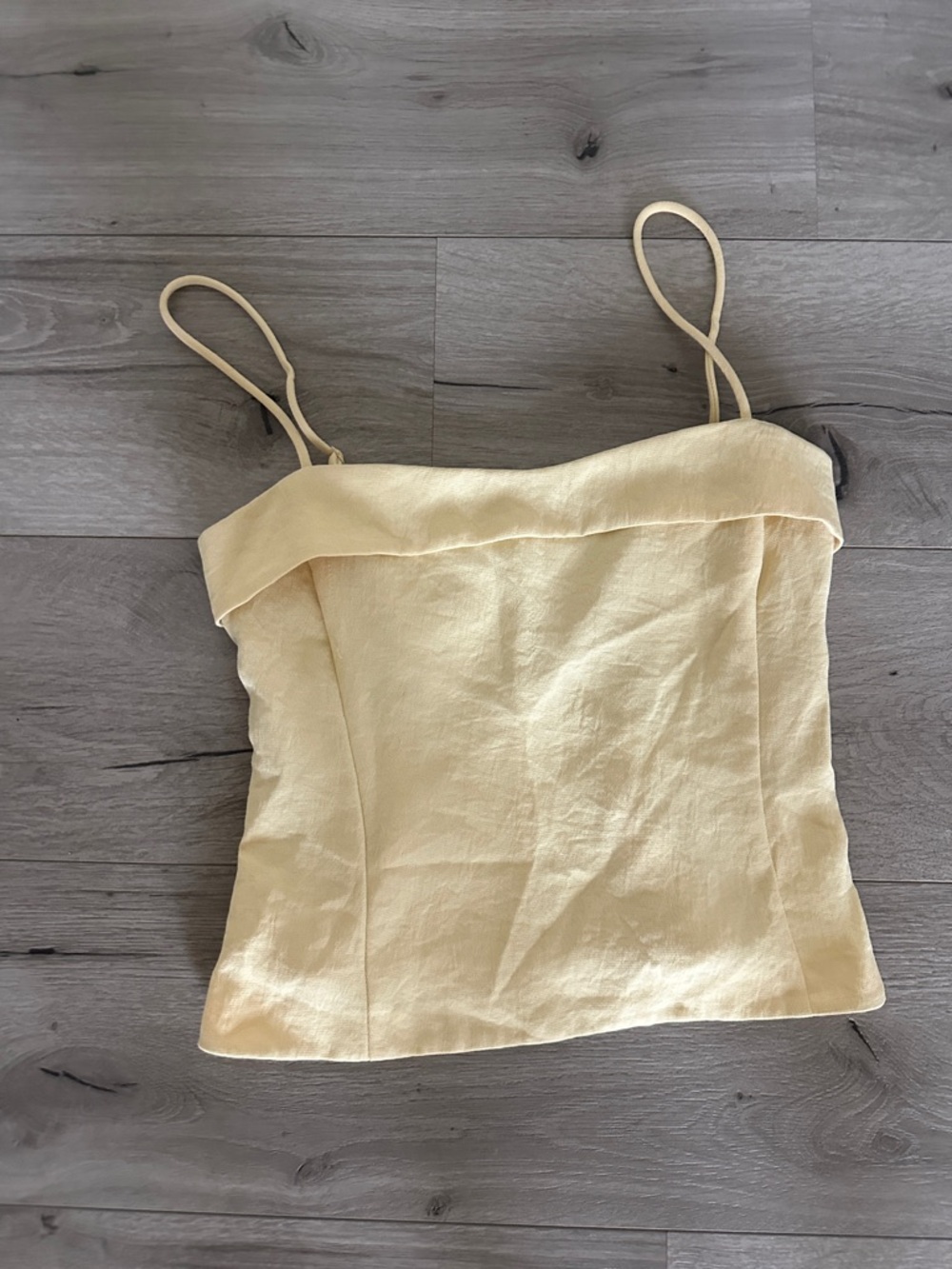 Babaton Pale Yellow Linen-Blend Cami Tank